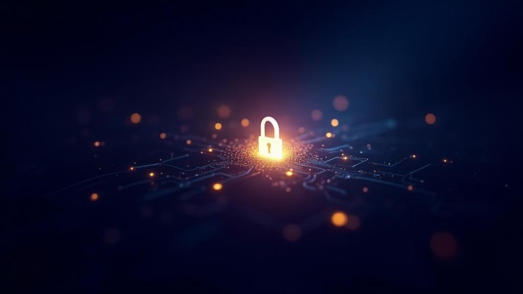 Fondo abstracto de tecnología con elementos de cifrado y seguridad de datos. Inti Drive.